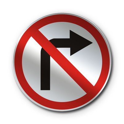 Знак «Поворот праворуч заборонено» (3.22 згідно з ДСТУ 4100:2021) RS3220-1-03 фото