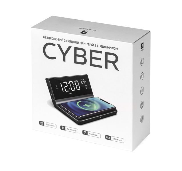 Бездротовий зарядний пристрій з годинником Cyber, TM TEG 5124 фото