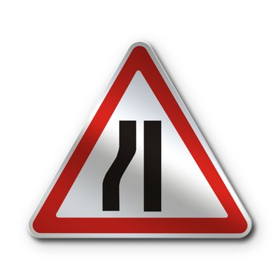 Знак «Звуження дороги» (1.5.3 згідно з ДСТУ 4100:2021) RS1053-1-03 фото